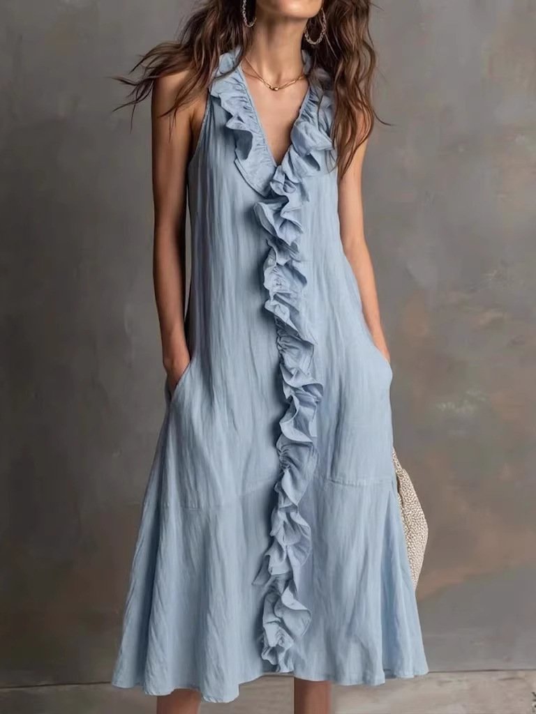 Sleeveless Ruffle Midi Dress