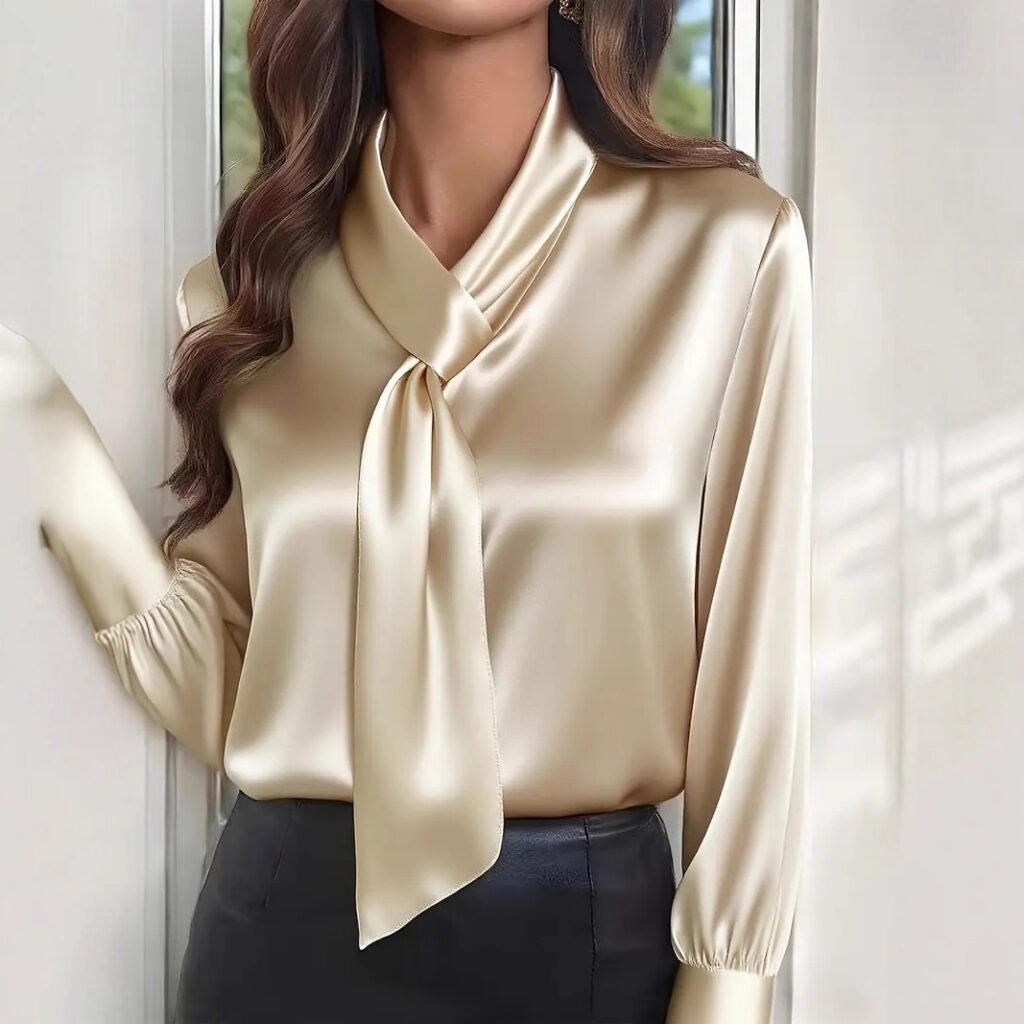 Tie-Neck Long Sleeve Blouse